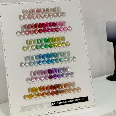 Cat Eye Gel Nail Polish Kit 72-Color Palette Porcelain White Glass Beads 8ml Bottle