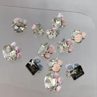  Rhinestones Nail Charms Crystal Stones Flowers 3d Nail Art Jewelry