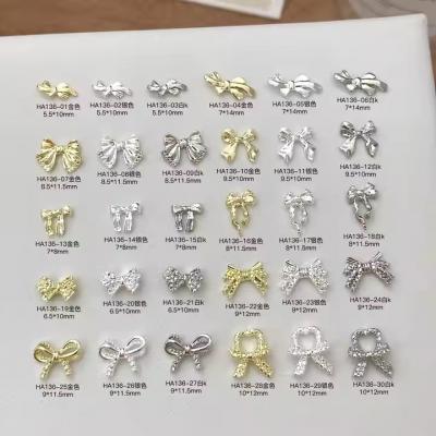   New Manicure Ribbon Metal Nail Charm Silver Bow 3D Nail Art Accessories