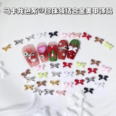 Alloy Red Bow Rhinestone Jewelry 3D Pearl Butterfly